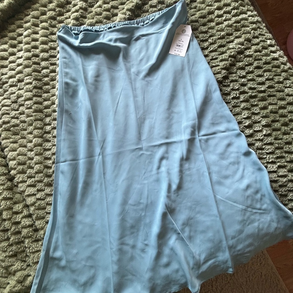 Elegant Blue Women's Silk Skirt